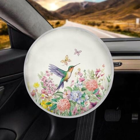 Steering Wheel Sun Shade Cover, Steering Wheel Sun Block Anti-Heat Aluminum Foil Steering Wheel Cover Steering Wheel Sun Heat Shield for SUV Truck Van, Hummingbird Floral in Saudi Arabia