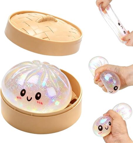 Glitter Dumpling, 2026 New Glitter Dumpling Soft with Box, Dumplings Sensory Squeeze Toy for Stress Relief, Adult Soft Squeeze Decompression Dough for Anxiety Relief Fidget (Transparent Color) in Saudi Arabia