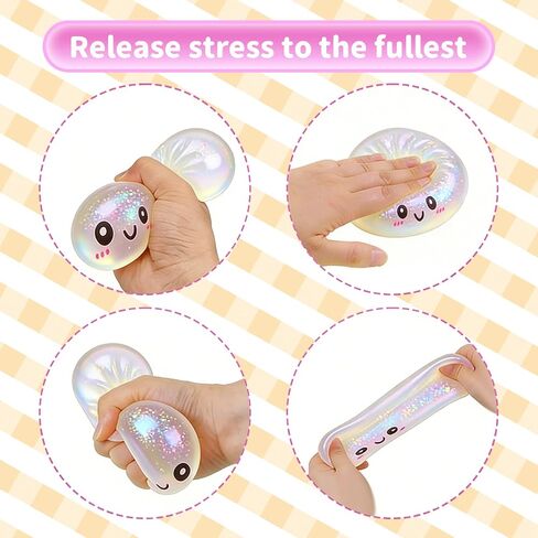Glitter Dumpling, 2026 New Glitter Dumpling Soft with Box, Dumplings Sensory Squeeze Toy for Stress Relief, Adult Soft Squeeze Decompression Dough for Anxiety Relief Fidget (Transparent Color) in Saudi Arabia