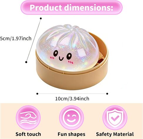 Glitter Dumpling, 2026 New Glitter Dumpling Soft with Box, Dumplings Sensory Squeeze Toy for Stress Relief, Adult Soft Squeeze Decompression Dough for Anxiety Relief Fidget (Transparent Color) in Saudi Arabia