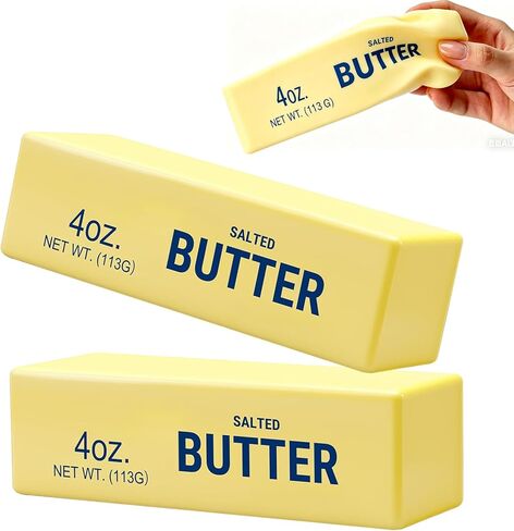 2PCS Realistic Butter Stick Squishy Toy, Slow Rising Soft Fake Butter Fidget Toys for Stress Relief & Anxiety, Cute Sensory Desk Gadget Toy, Birthday Party Favors Gift for Teens & Adults in Saudi Arabia
