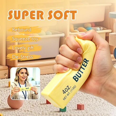 2PCS Realistic Butter Stick Squishy Toy, Slow Rising Soft Fake Butter Fidget Toys for Stress Relief & Anxiety, Cute Sensory Desk Gadget Toy, Birthday Party Favors Gift for Teens & Adults in Saudi Arabia