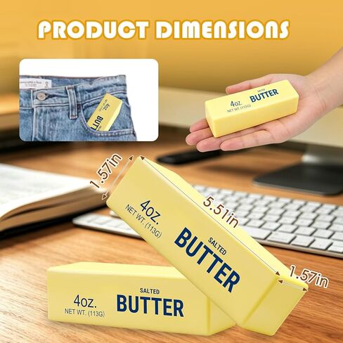 2PCS Realistic Butter Stick Squishy Toy, Slow Rising Soft Fake Butter Fidget Toys for Stress Relief & Anxiety, Cute Sensory Desk Gadget Toy, Birthday Party Favors Gift for Teens & Adults in Saudi Arabia