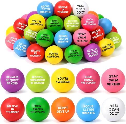 108 Pack Stress Balls Bulk for Adults, Ten Colorful Foam Anxiety Relief Fidget Squeeze Toys with Motivational Quotes, Office Appreciation Gifts, Classroom Rewards in Saudi Arabia