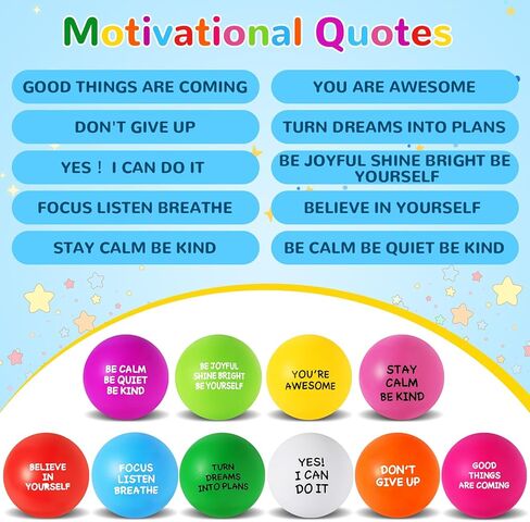 108 Pack Stress Balls Bulk for Adults, Ten Colorful Foam Anxiety Relief Fidget Squeeze Toys with Motivational Quotes, Office Appreciation Gifts, Classroom Rewards in Saudi Arabia