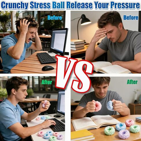 كرات الإجهاد الإسفنجية المقرمشة ذات ملمس جلد الجليد - ألعاب حسية قابلة للتشكيل لتخفيف قلق البالغين والاسترخاء التركيز، لجوائز السفر في الفصول الدراسية - باللون الوردي in Kuwait