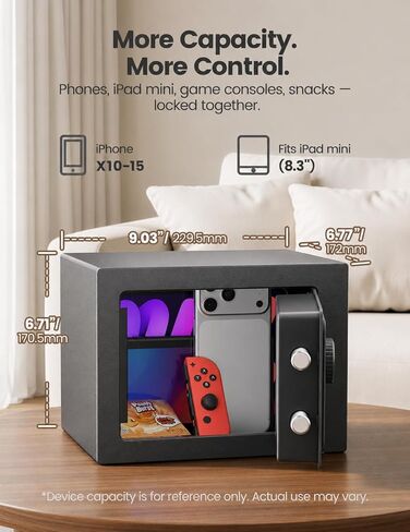 Vaydeer Metal Safe Timed Lock Box, Phone Lock Box with Timer, Sturdy Time Lock Safe for Phones, Game Controllers, Snacks & Cravings, Helps Manage Social Media, Focus and Self-Control in Kuwait