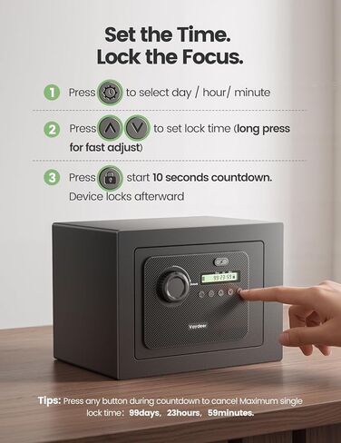 Vaydeer Metal Safe Timed Lock Box, Phone Lock Box with Timer, Sturdy Time Lock Safe for Phones, Game Controllers, Snacks & Cravings, Helps Manage Social Media, Focus and Self-Control in Kuwait