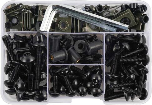 NICECNC 190PCS Aluminum M5 M6 Fairing Bolt Kit Body Screws Compatible with Ducati 848 1098 1098R 1198 899 Panigale 749 999 959 Corse,Honda CBR 1000RR 600RR,Yamaha,Kawasaki KLR650 Ninja,Suzuki,Black in Kuwait