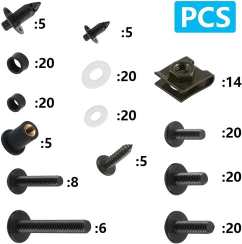 NICECNC 190PCS Aluminum M5 M6 Fairing Bolt Kit Body Screws Compatible with Ducati 848 1098 1098R 1198 899 Panigale 749 999 959 Corse,Honda CBR 1000RR 600RR,Yamaha,Kawasaki KLR650 Ninja,Suzuki,Black in Kuwait