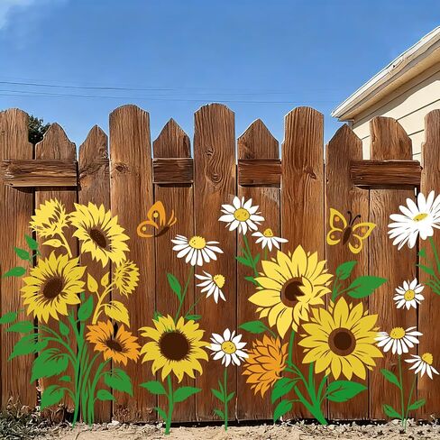 JarThenaAMCS 12Pcs Large Spring Wildflower Stencils Reusable Floral Plastic Drawing Templates for DIY Crafts Painting on Wood Wall Garden Fence in Kuwait