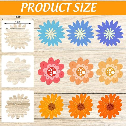JarThenaAMCS 12Pcs Large Spring Wildflower Stencils Reusable Floral Plastic Drawing Templates for DIY Crafts Painting on Wood Wall Garden Fence in Kuwait