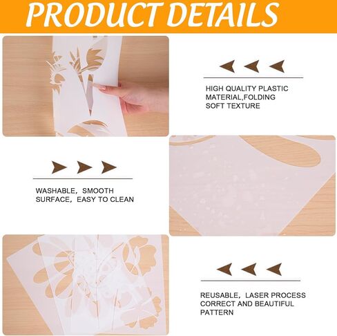 JarThenaAMCS 12Pcs Large Spring Wildflower Stencils Reusable Floral Plastic Drawing Templates for DIY Crafts Painting on Wood Wall Garden Fence in Kuwait
