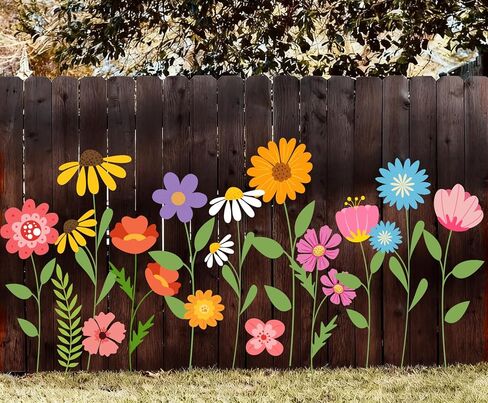 JarThenaAMCS 12Pcs Large Spring Wildflower Stencils Reusable Floral Plastic Drawing Templates for DIY Crafts Painting on Wood Wall Garden Fence in Kuwait