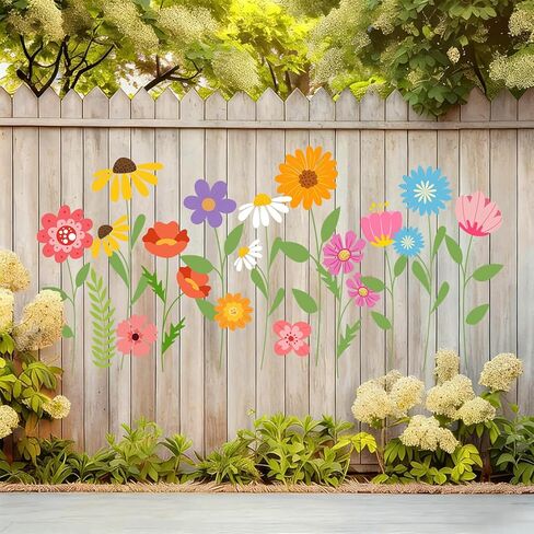 JarThenaAMCS 12Pcs Large Spring Wildflower Stencils Reusable Floral Plastic Drawing Templates for DIY Crafts Painting on Wood Wall Garden Fence in Kuwait