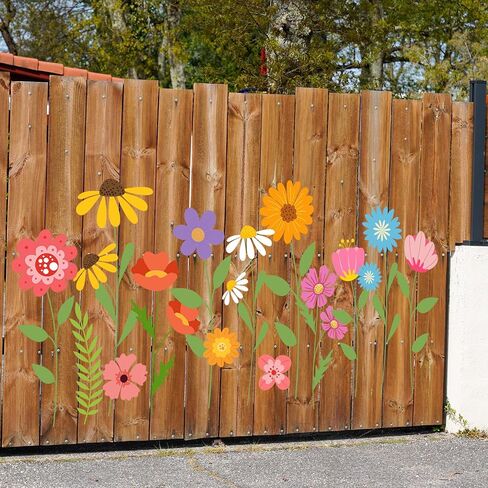 JarThenaAMCS 12Pcs Large Spring Wildflower Stencils Reusable Floral Plastic Drawing Templates for DIY Crafts Painting on Wood Wall Garden Fence in Kuwait