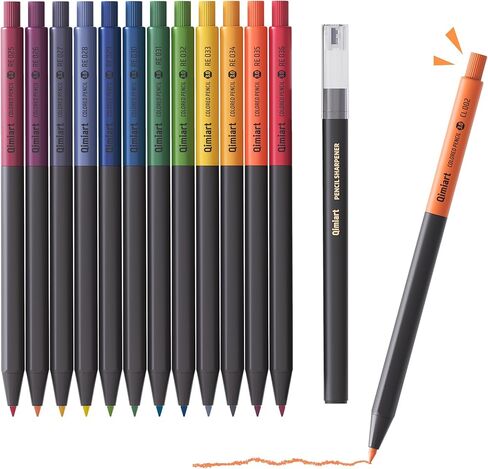 3.0mm Mechanical Colored Pencils Set, 12 Assorted Colors, Soft Core Oil-Based Pencils with Click-to-Advance Lead & Sharpener, Art Supplies for Coloring, Sketching, Drawing (Morandi Color) in Kuwait