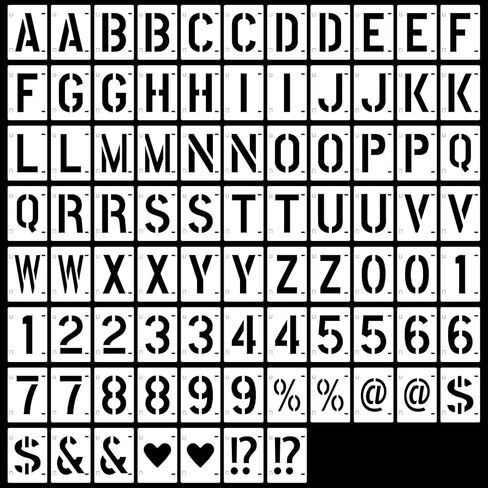 2 Inch Letter Stencils Set, 2 Pack 84 Pcs Symbol Number Stencils for Crafts Reusable, Interlocking Alphabet Stencil for Painting on Wood, Wall, Fabric, Rock, Spray Painting, Address Signs & DIY Crafts in Saudi Arabia