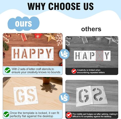 2 Inch Letter Stencils Set, 2 Pack 84 Pcs Symbol Number Stencils for Crafts Reusable, Interlocking Alphabet Stencil for Painting on Wood, Wall, Fabric, Rock, Spray Painting, Address Signs & DIY Crafts in Saudi Arabia