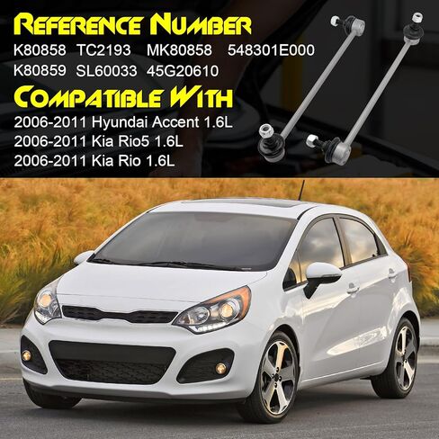 2PCS Zinc Nickel Alloy Front Sway Bar Links Stabilizer Bar Links, Compatible with 2006-2011 Hyundai Accent, 2006-2011 Kia Rio/Rio5, Replace# K80858 K80859 in Saudi Arabia