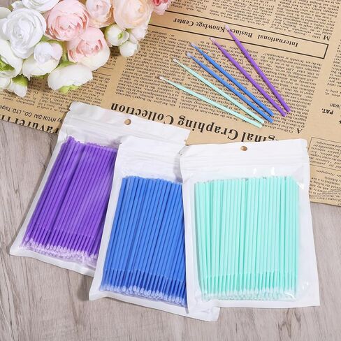 300 Pcs Touch Up Paint Brushes Disposable Micro Applicator Brush for Automotive Micro Paints Chip Repair Applicators Repair Paint Brushes for Cleaning(L:3.1mm,Green/M:2.5mm,Purple/S:2mm, Blue) in Kuwait