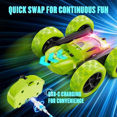 QUNREDA Modular Battery Built-in 3.7V 500mAh Rechargeable Li-Ion Battery with USB-C Charging Cable for RC Car Toys,2-Pack,Green in Kuwait
