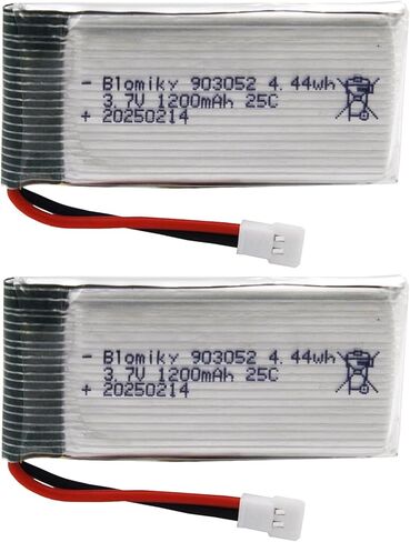 Blomiky 2 Pack 3.7V 1S 1200mAh Li-PO MX2.0 Plug 25C Batteries and 2 Cables Suitable for Syma X5SW X5SC RC Quadcopter Helicopter Drone / 3.7V 1200mAh MX2.0 * 2 in Kuwait
