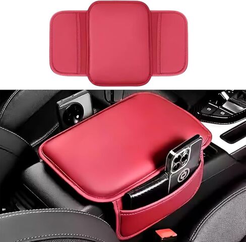Car Center Console Cover with 2 Storage Bag, Leather Console Protector Pad, Car Interior Accessories Universal Car Arm Rest Cover Pad for Car Decoration and Storage, for Most Vehicle (Black) in Saudi Arabia