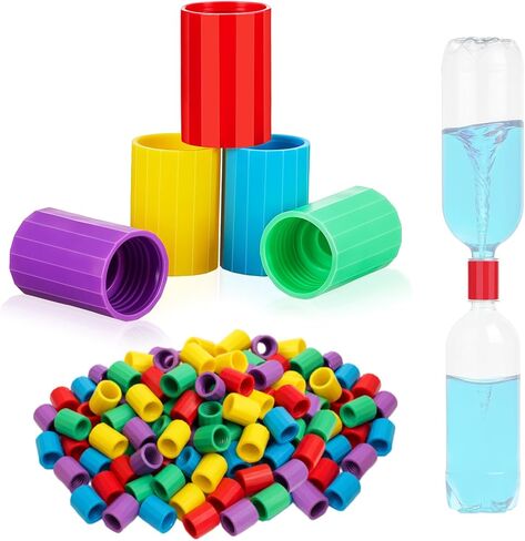 GlikCeil 100 Pcs Tornadoes in a Bottle Tornado Bottle Connectors Cyclone Plastic Tube Vortex Connector for Demonstration Teaching Scientific Experiment Test DIY, 5 Colors in Kuwait