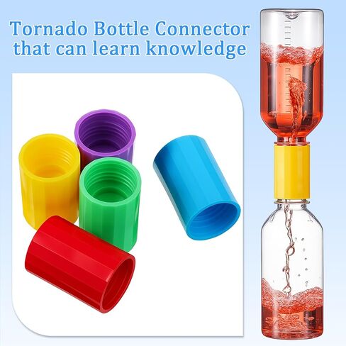 GlikCeil 100 Pcs Tornadoes in a Bottle Tornado Bottle Connectors Cyclone Plastic Tube Vortex Connector for Demonstration Teaching Scientific Experiment Test DIY, 5 Colors in Kuwait