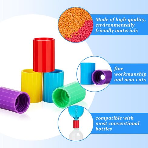 GlikCeil 100 Pcs Tornadoes in a Bottle Tornado Bottle Connectors Cyclone Plastic Tube Vortex Connector for Demonstration Teaching Scientific Experiment Test DIY, 5 Colors in Kuwait