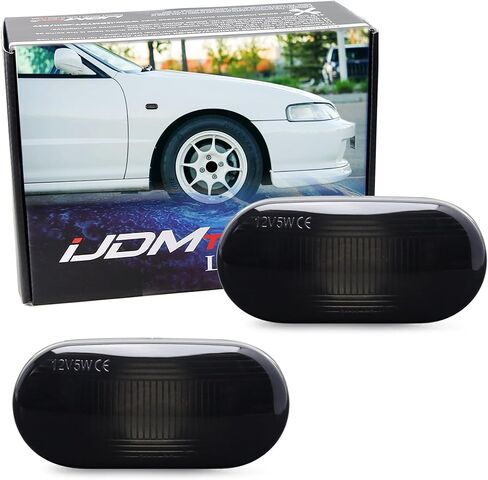 iJDMTOY JDM Spec مدخن عدسة أمامية لمصابيح التحديد الجانبية متوافقة مع JDM Spec Honda/Acura Civic EG Intrega RSX DC2 استبدل OEM مصابيح Sidemarker الشفافة أو الكهرمانية in Kuwait