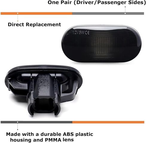 iJDMTOY JDM Spec مدخن عدسة أمامية لمصابيح التحديد الجانبية متوافقة مع JDM Spec Honda/Acura Civic EG Intrega RSX DC2 استبدل OEM مصابيح Sidemarker الشفافة أو الكهرمانية in Kuwait