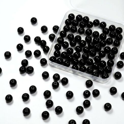 Jabrand 10mm Glass Beads, 80pcs Glass Beads for Bracelet and Jewelry Making DIY Crafts (Black) in Saudi Arabia
