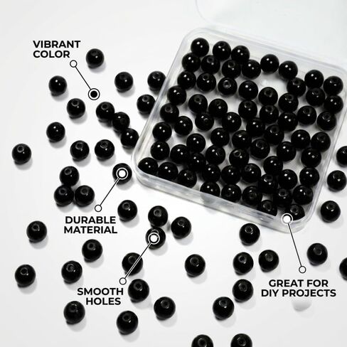 Jabrand 10mm Glass Beads, 80pcs Glass Beads for Bracelet and Jewelry Making DIY Crafts (Black) in Saudi Arabia
