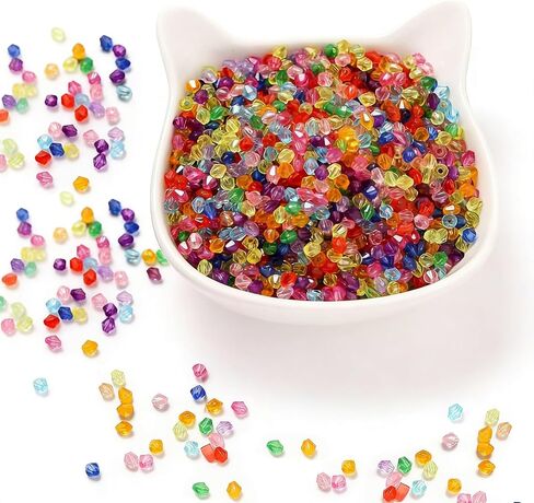 1500PCS Faceted Bicone Crystal Glass Beads, 0.4mm Multicolored Spacer Beads, Perfect for DIY Jewelry Making, Bracelet Crafts and Handmade Gifts in Saudi Arabia