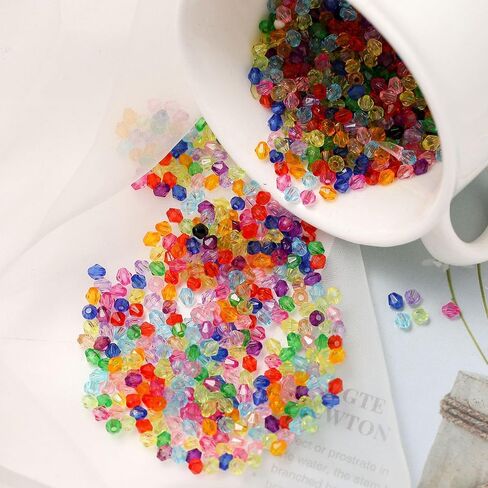 1500PCS Faceted Bicone Crystal Glass Beads, 0.4mm Multicolored Spacer Beads, Perfect for DIY Jewelry Making, Bracelet Crafts and Handmade Gifts in Saudi Arabia