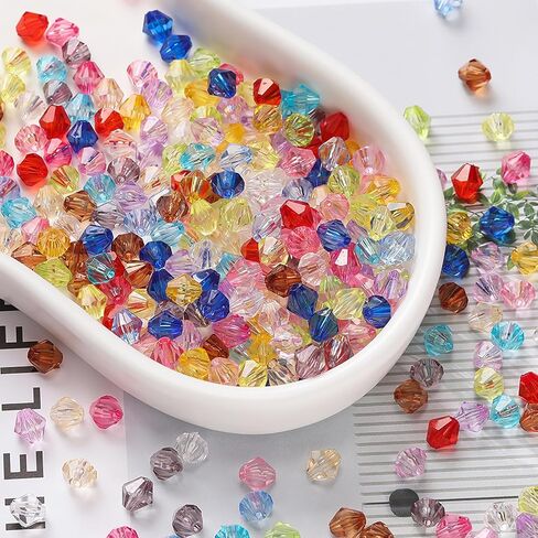 1500PCS Faceted Bicone Crystal Glass Beads, 0.4mm Multicolored Spacer Beads, Perfect for DIY Jewelry Making, Bracelet Crafts and Handmade Gifts in Saudi Arabia