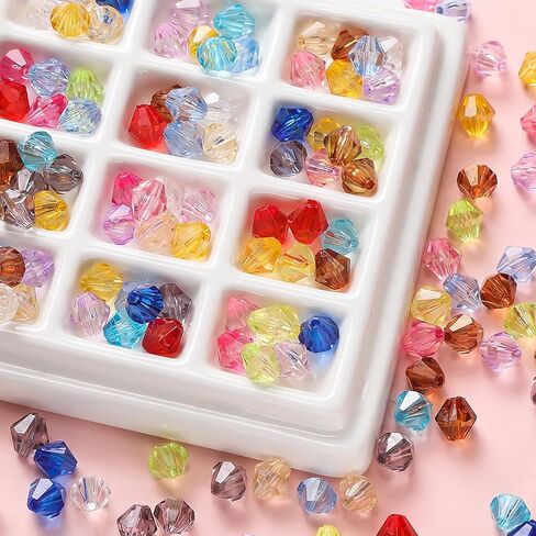 1500PCS Faceted Bicone Crystal Glass Beads, 0.4mm Multicolored Spacer Beads, Perfect for DIY Jewelry Making, Bracelet Crafts and Handmade Gifts in Saudi Arabia