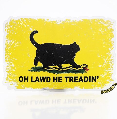 3 Pcs Oh Lawd He Treadin’ Cat Sticker – Funny Chonky Black Cat Meme Vinyl Decal, Don’t Tread Cat Parody Sticker for Cars, Trucks, Laptops, Water Bottles & Windows, Approx. 5.5 x 3.5 in in Saudi Arabia