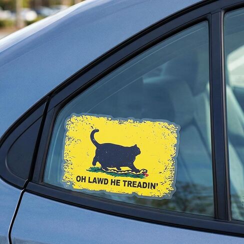 3 Pcs Oh Lawd He Treadin’ Cat Sticker – Funny Chonky Black Cat Meme Vinyl Decal, Don’t Tread Cat Parody Sticker for Cars, Trucks, Laptops, Water Bottles & Windows, Approx. 5.5 x 3.5 in in Saudi Arabia