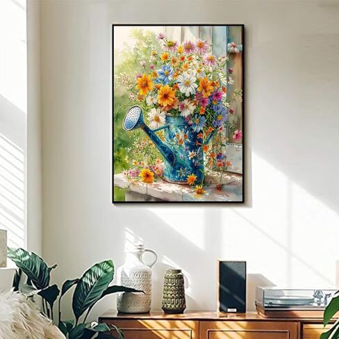 Perycomly Flowers Paint by Numbers Kit for Adults, DIY Adult Paint by Number Kits with Acrylic Color & Brushes, Watercolor Painting by Number Kit on Canvas, Great Home Decor Gift - 16x20 Inch in Saudi Arabia