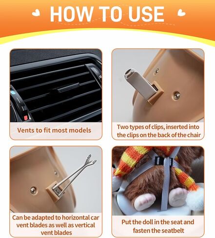 Car seat for Dolls,air Valve Clip Doll seat for car, Cute car Ornaments for Doll Display,Miniature Doll Accessories for Collectors & Interior Decoration, Brown in Saudi Arabia