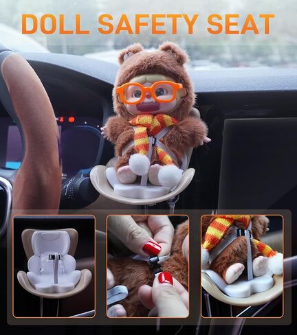 Car seat for Dolls,air Valve Clip Doll seat for car, Cute car Ornaments for Doll Display,Miniature Doll Accessories for Collectors & Interior Decoration, Brown in Saudi Arabia