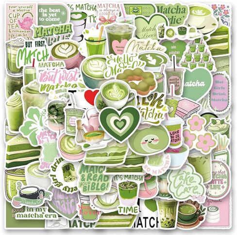 120PCS Matcha Aesthetic Stickers, Summer Drink Cake Waterproof Graffiti Stickers Pack for Kindle, Suitcase, Laptop, Journal, Water Bottle, Scrapbook, Skateboard, Kawaii Anime Decals for Teens Adults in Saudi Arabia