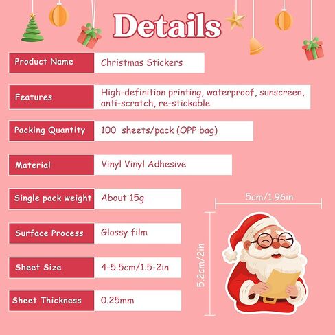Stocking Stuffers - 100 PCS Christmas Stickers | Kids Christmas Gifts Games Crafts for Grandkids- Stocking Stuffers for Kids- Xmas Decorations Activities Party Favors Supplies in Saudi Arabia