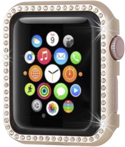 Compatible with Apple Watch Case 44mm,iWatch Face Bling Crystal Diamonds Plate Cover Protective Frame Compatible with Apple Watch Series 6/5/4/SE 44mm(Black-Diamond) in Saudi Arabia