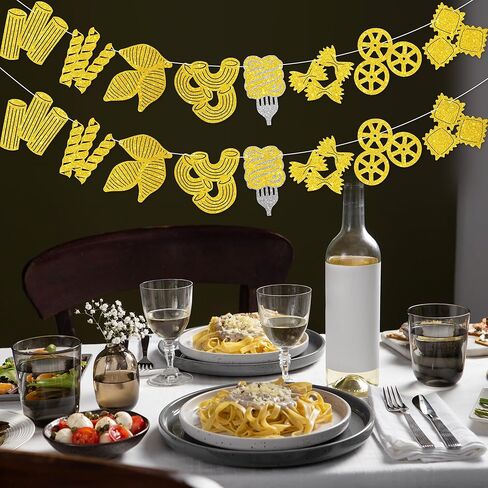 Ciao! Pasta Night Banner - NO DIY Pasta Party Decorations For Party Décor Italian Dinner Party Supplies Glitter in Saudi Arabia