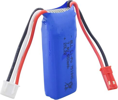 sea jump 2PCS 7.4V 550mAh Lithium Battery with 2in1 Charger for wltoys K969 K979 K989 K999 P929 P939 284131 High-Speed RC Car Accessories High-Rate Lithium Battery in Kuwait