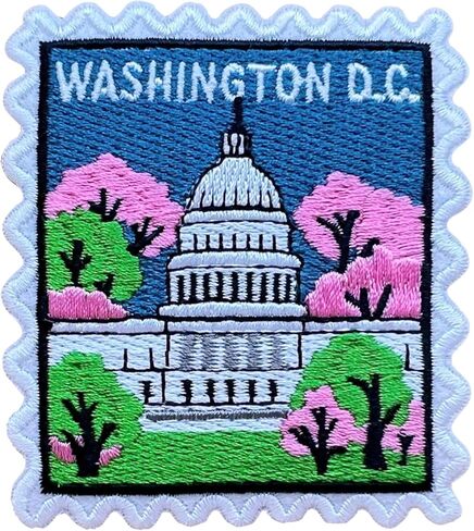 Washington DC 3 Inches Embroidery Patch, Iron On/Sew On Travel Embroidered Applique Patch, Travel Patches, Fabric Patches for Clothes Backpacks Hats, DIY Accessories Gifts for Travel Lovers in Kuwait